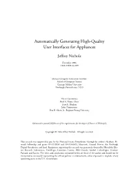 Automatically Generating High-Quality User Interfaces for Appliances