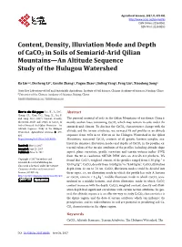 Content, Density, Illuviation Mode and Depth of Caco3 in Soils of Semiarid-Arid Qilian Mountains—An Altitude Sequence Study of the Hulugou Watershed