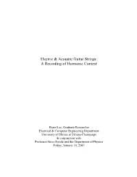 Electric & Acoustic Guitar Strings: a Recording of Harmonic Content