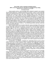 Erps Reveal Retrieval of Domain and Specific Knowledge During