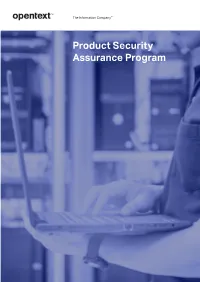 Opentext Product Security Assurance Program