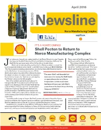 Shell Pecten to Return to Norco Manufacturing Complex