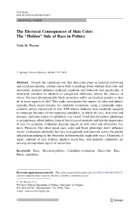 The Electoral Consequences of Skin Color: the ''Hidden'' Side of Race In