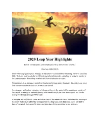 2020 Leap Year Highlights