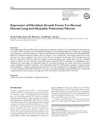 Expression of Fibroblast Growth Factor 9 in Normal Human Lung and Idiopathic Pulmonary Fibrosis