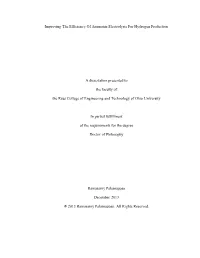 Improving the Efficiency of Ammonia Electrolysis for Hydrogen Production