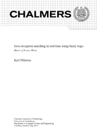 Java Exception Matching in Real Time Using Fuzzy Logic Master of Science Thesis