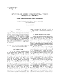 LIFE CYCLE and GENETIC DIVERSITY of WILLOW RUSTS (Melampsora Spp.) in EUROPE
