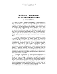 Meillassoux, Correlationism, and the Ontological Difference G