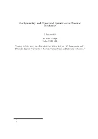 On Symmetry and Conserved Quantities in Classical Mechanics