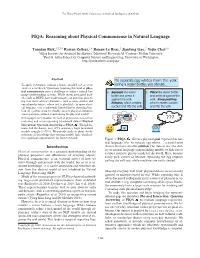 PIQA: Reasoning About Physical Commonsense in Natural Language