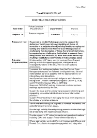 Police Constable – Role Title: Prevent Officer Department: Prevent