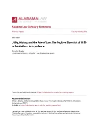 The Fugitive Slave Act of 1850 in Antebellum Jurisprudence