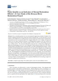 Water Quality As an Indicator of Stream Restoration Effects—A Case Study of the Kwacza River Restoration Project