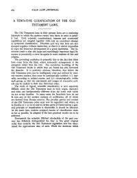 A Tentative Codification of the Old Testament Laws
