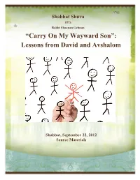 “Carry on My Wayward Son”: Lessons from David and Avshalom