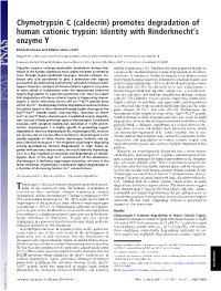Chymotrypsin C (Caldecrin) Promotes Degradation of Human Cationic Trypsin: Identity with Rinderknecht’S Enzyme Y