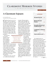 Claremont Mormon Studies J Newsletteri