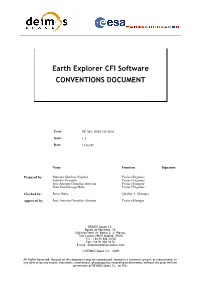 Earth Explorer CFI Software CONVENTIONS DOCUMENT