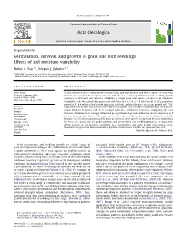 Germination, Survival, and Growth of Grass and Forb Seedlings: Effects of Soil Moisture Variability