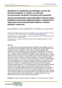 Variations in Carabidae Assemblages Across The