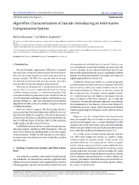 Algorithm Characterization of Suicide: Introducing an Informative Categorization System