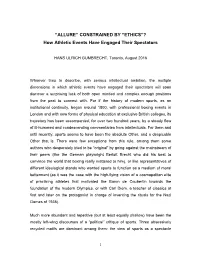 ALLURE” CONSTRAINED by “ETHICS”? How Athletic Events Have Engaged Their Spectators