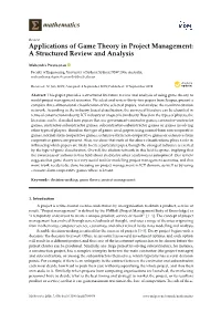 Applications of Game Theory in Project Management: a Structured Review and Analysis