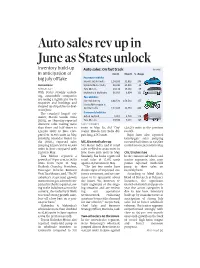 Auto Sales Rev up in June As States Unlock Inventory Build-Up in Anticipation of Big July Offtake