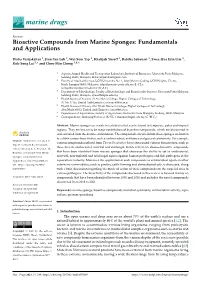 Bioactive Compounds from Marine Sponges: Fundamentals and Applications