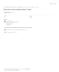 Blockchain for Recordkeeping: Help Or Hype?