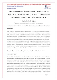 Evangelism As a Marketing Strategy in the Challenging and Innovative Business Scenario: a Theoretical Overview
