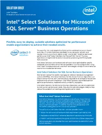 Intel® Select Solutions for Microsoft SQL Server* Business Operations
