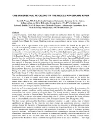 One-Dimensional Modeling of the Middle Rio Grande River