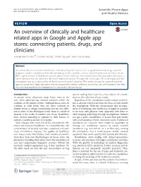 An Overview of Clinically and Healthcare Related Apps in Google