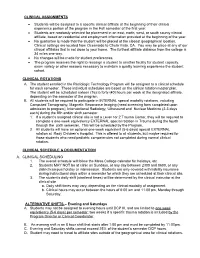 CLINICAL ASSIGNMENTS • Students Will Be Assigned to a Specific