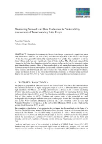 Monitoring Network and Data Evaluation for Vulnerability Assessment of Transboundary Lake Prespa