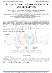 Twofish Algorithm for Encryption and Decryption