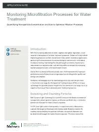 Monitoring Microfiltration Processes for Water Treatment Quantifying Nanoparticle Concentration and Size to Optimize Filtration Processes