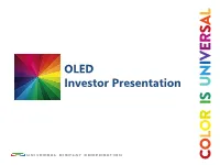 OLED Investor Presentation