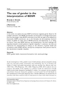 The Use of Gender in the Interpretation of BDSM