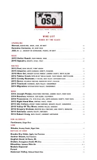 Wine List Wines by the Glass