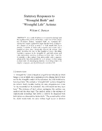 “Wrongful Birth” and “Wrongful Life” Actions