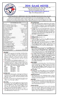 2014 Game Notes