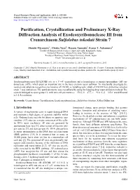 Purification, Crystallization and Preliminary X-Ray Diffraction Analysis of Exodeoxyribonuclease III from Crenarchaeon Sulfolobus Tokodaii Strain 7