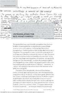 Untranslating the Neo-Avant-Gardes Luke Skrebowski