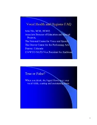 Vocal Health and Hygiene FAQ