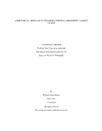 A Rhetorical Approach to Examining Writing Assessment Validity Claims