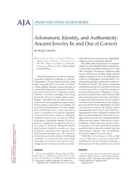 Adornment, Identity, and Authenticity: Ancient Jewelry in and out of Context