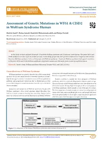Assessment of Genetic Mutations in WFS1 & CISD2 in Wolfram